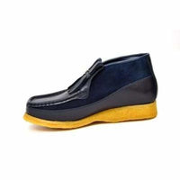 Thumbnail for British Walkers Apollo Men’s Navy Leather And Suede Crepe