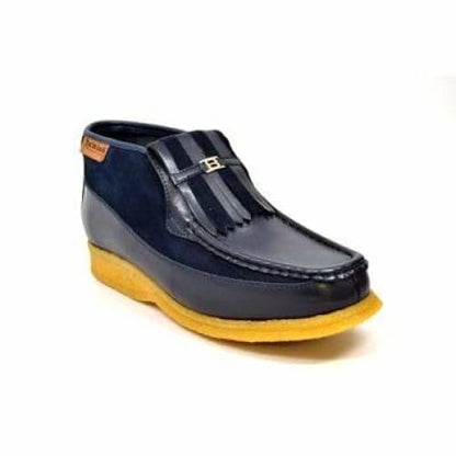 BritiSh Walkers Apollo Men’s Navy Leather & Suede Slip - On Boots – HAndcrafted Crepe - Sole Blend Of Classic British Luxury and Modern Style Shoes by British Walkers – Don't Panic Shoes