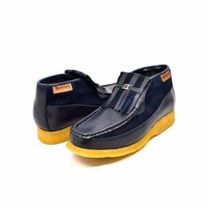 BritiSh Walkers Apollo Men’s Navy Leather & Suede Slip - On Boots – HAndcrafted Crepe - Sole Blend Of Classic British Luxury and Modern Style Shoes by British Walkers – Don't Panic Shoes