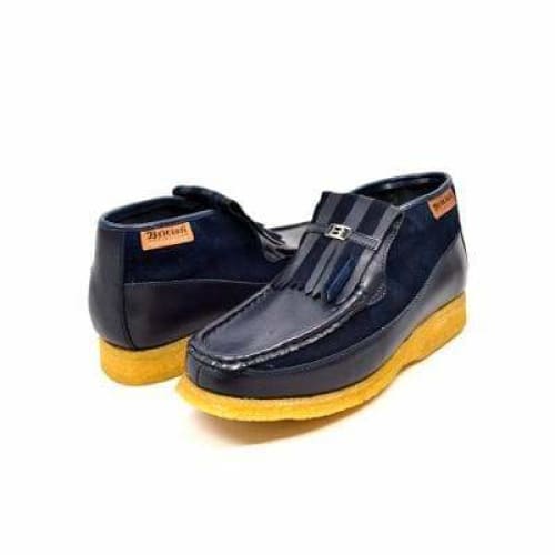 BritiSh Walkers Apollo Men’s Navy Leather & Suede Slip - On Boots – HAndcrafted Crepe - Sole Blend Of Classic British Luxury and Modern Style Shoes by British Walkers – Don't Panic Shoes