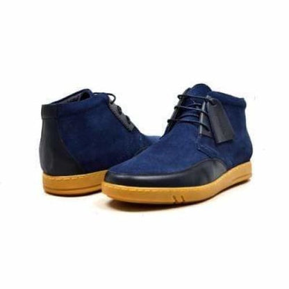 British Walkers Birmingham Bally Style Men's Navy Blue Suede High Tops Shoes by British Walkers – Don't Panic Shoes