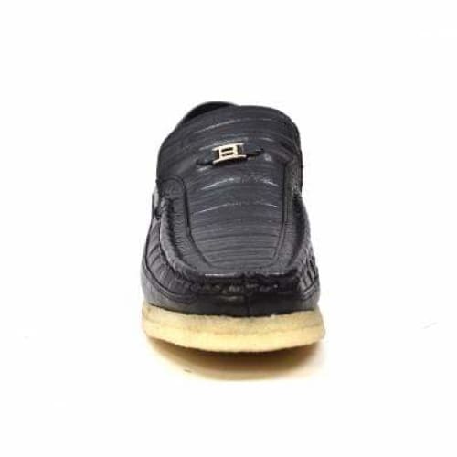 British Walkers Brick Men's Black Leather Crepe Sole Slip On Shoes