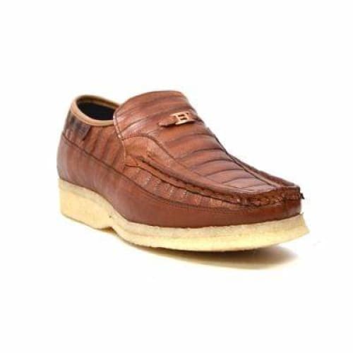 British Walkers Brick Men's Brown Leather Crepe Sole Slip On Shoes Shoes by British Walkers – Don't Panic Shoes