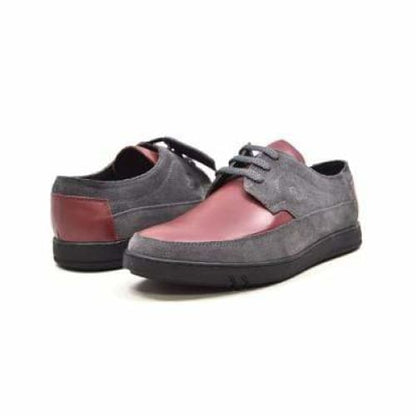 British Walkers Bristols Bally Style Burgundy And Gray Leather And Suede Low Top Sneakers Shoes by British Walkers – Don't Panic Shoes