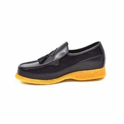 British Walkers Brooklyn Men's Black Leather And Suede Crepe Sole Slip On Shoes by British Walkers – Don't Panic Shoes