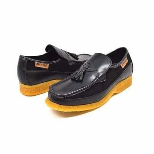 British Walkers Brooklyn Men's Black Leather And Suede Crepe Sole Slip On