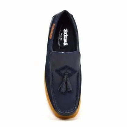 British Walkers Brooklyn Men's Navy Blue Leather And Suede Crepe Sole Slip On Shoes by British Walkers – Don't Panic Shoes