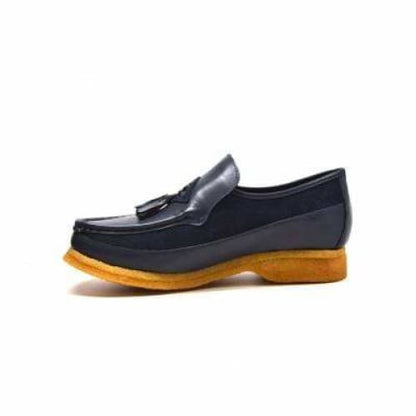 British Walkers Brooklyn Men's Navy Blue Leather And Suede Crepe Sole Slip On Shoes by British Walkers – Don't Panic Shoes