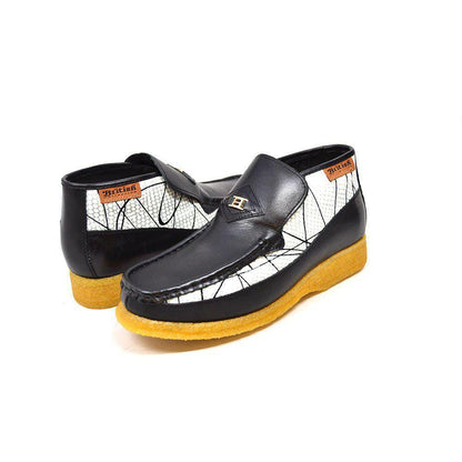 British Walkers Bwb Men's Black And White Design Leather Slip On Shoes Ankle Boots by British Walkers – Don't Panic Shoes