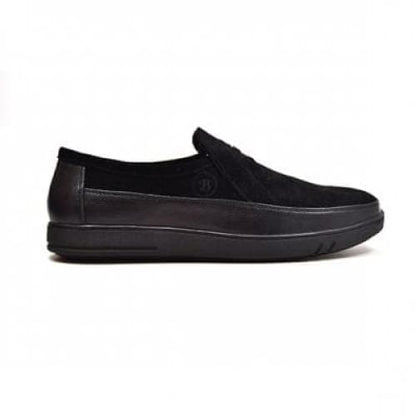 British Walkers Canterbury Men's Black Leather And Suede Slip On Shoes by British Walkers – Don't Panic Shoes