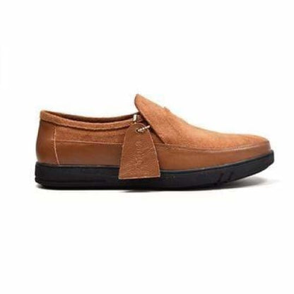 British Walkers Canterbury Men's Tan Leather And Suede Slip On Shoes by British Walkers – Don't Panic Shoes