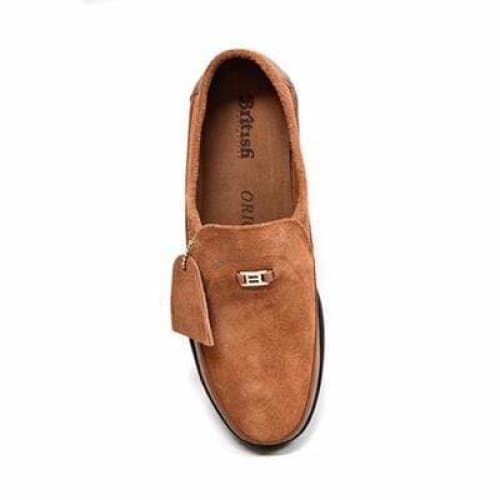 British Walkers Canterbury Men's Tan Leather And Suede Slip On Shoes by British Walkers – Don't Panic Shoes