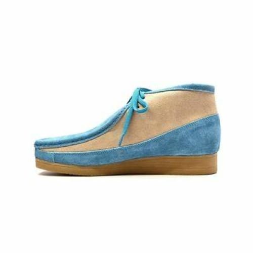 British Walkers New Castle Wallabee Boots Men's Blue and Beige Suede