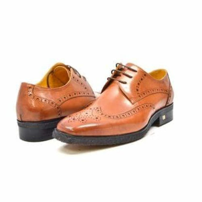 British Walkers Charles Men's Cognac Leather Wing Tips Shoes by British Walkers – Don't Panic Shoes