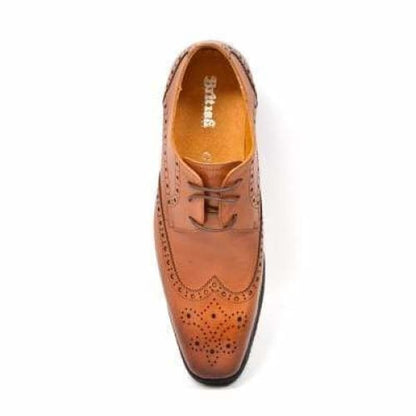 British Walkers Charles Men's Cognac Leather Wing Tips Shoes by British Walkers – Don't Panic Shoes