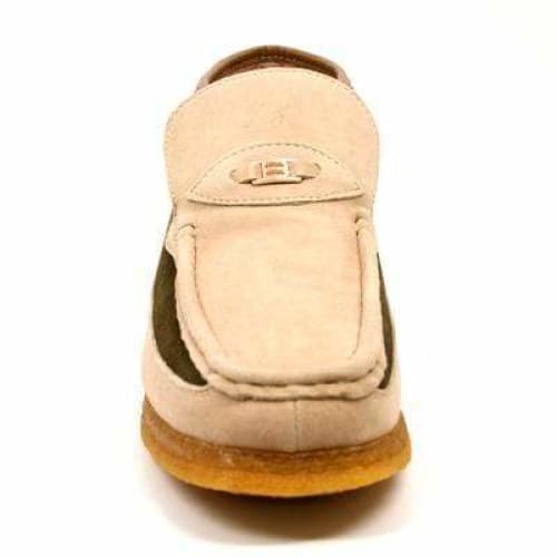 British Walkers Checkers Men's Beige And Green Suede Slip On Shoes by British Walkers – Don't Panic Shoes