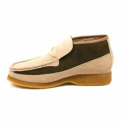 British Walkers Checkers Men's Beige And Green Suede Slip On Shoes by British Walkers – Don't Panic Shoes