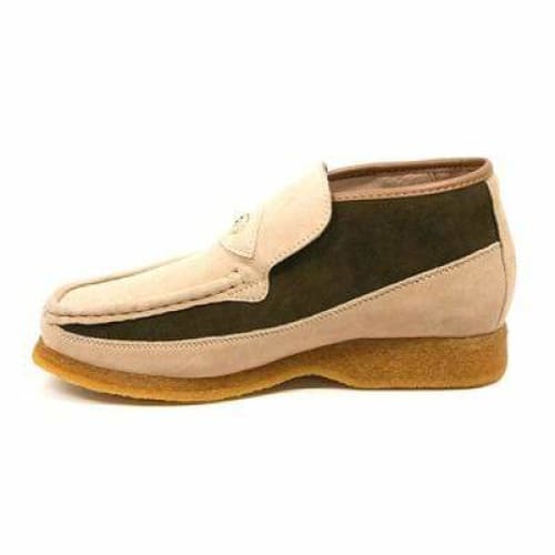 British Walkers Checkers Men's Beige And Green Suede Slip On Shoes by British Walkers – Don't Panic Shoes