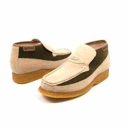 British Walkers Checkers Men's Beige And Green Suede Slip On Shoes by British Walkers – Don't Panic Shoes