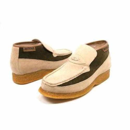 British Walkers Checkers Men's Beige And Green Suede Slip On Shoes by British Walkers – Don't Panic Shoes