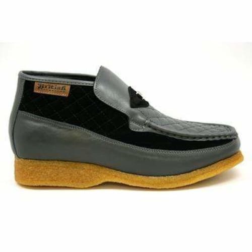 British Walkers Checkers Men's Black Leather And Gray Suede Slip Ons Shoes by British Walkers – Don't Panic Shoes