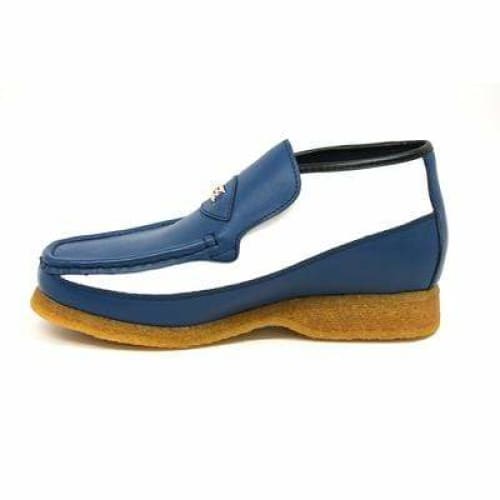 British Walkers Checkers Men's Blue And White Leather Slip Ons Shoes by British Walkers – Don't Panic Shoes