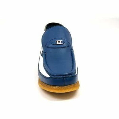 British Walkers Checkers Men's Blue And White Leather Slip Ons Shoes by British Walkers – Don't Panic Shoes