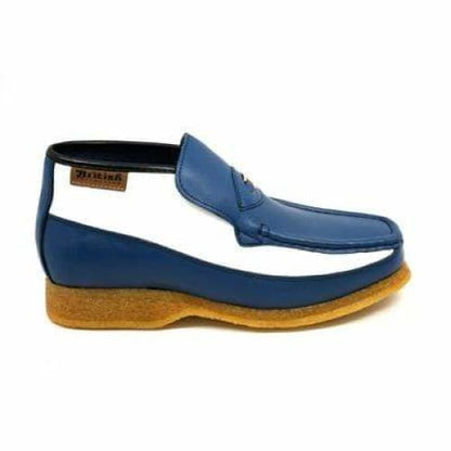 British Walkers Checkers Men's Blue And White Leather Slip Ons Shoes by British Walkers – Don't Panic Shoes