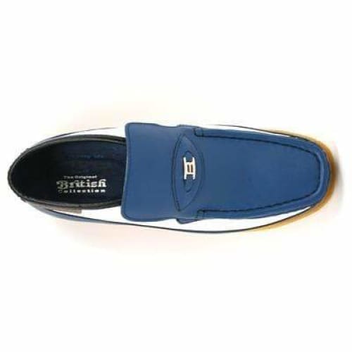 British Walkers Checkers Men's Blue And White Leather Slip Ons Shoes by British Walkers – Don't Panic Shoes
