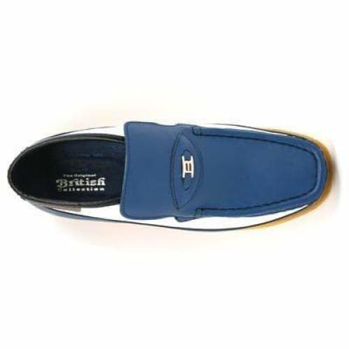 British Walkers Checkers Men's Blue And White Leather Slip Ons