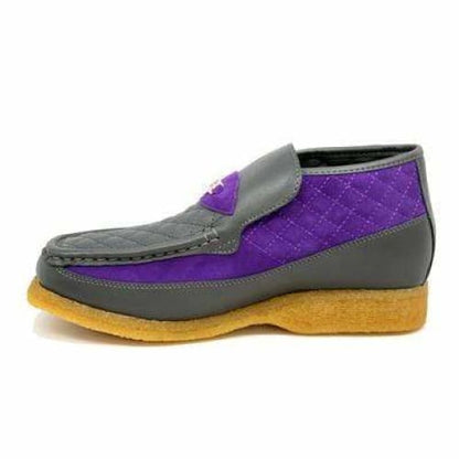 British Walkers Checkers Men's Gray And Pupurple Leather And Suede Slip On Chukka Boots Shoes by British Walkers – Don't Panic Shoes