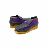 Thumbnail for British Walkers Checkers Men’s Gray And Purple Leather Suede