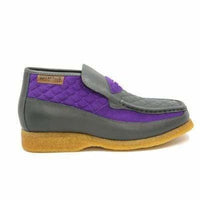 Thumbnail for British Walkers Checkers Men’s Gray And Purple Leather Suede