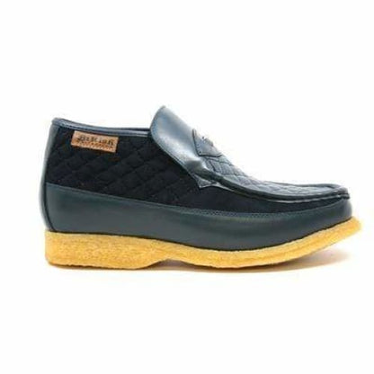 British Walkers Checkers Men's Navy Blue Leather And Suede Slip Ons Shoes by British Walkers – Don't Panic Shoes