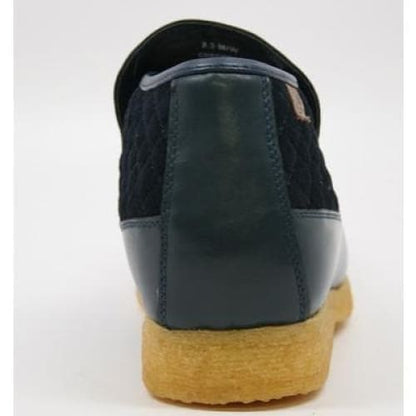 British Walkers Checkers Men's Navy Blue Leather And Suede Slip Ons Shoes by British Walkers – Don't Panic Shoes