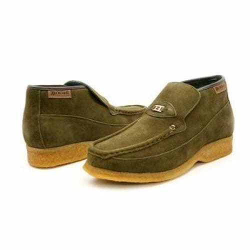 British Walkers Checkers Men’s Olive Green Suede Slip Ons