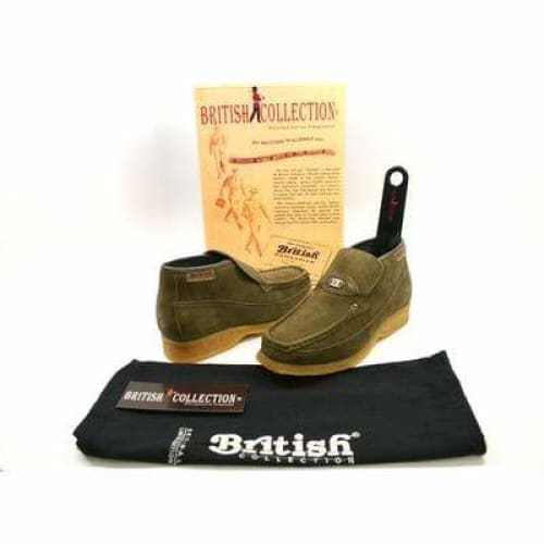 British Walkers Checkers Men's Olive Green Suede Slip Ons Shoes by British Walkers – Don't Panic Shoes