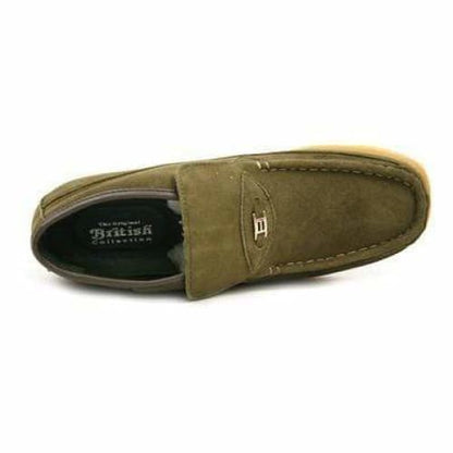 British Walkers Checkers Men's Olive Green Suede Slip Ons Shoes by British Walkers – Don't Panic Shoes