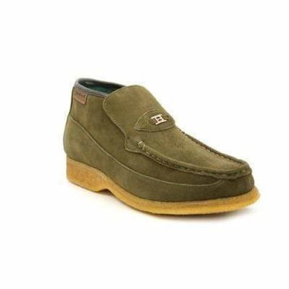British Walkers Checkers Men's Olive Green Suede Slip Ons Shoes by British Walkers – Don't Panic Shoes