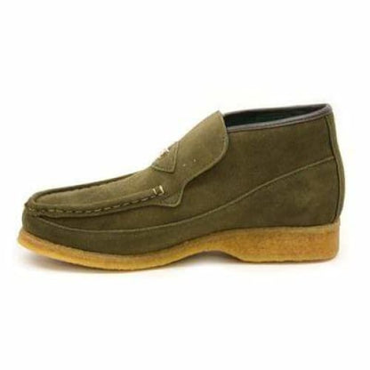 British Walkers Checkers Men's Olive Green Suede Slip Ons Shoes by British Walkers – Don't Panic Shoes
