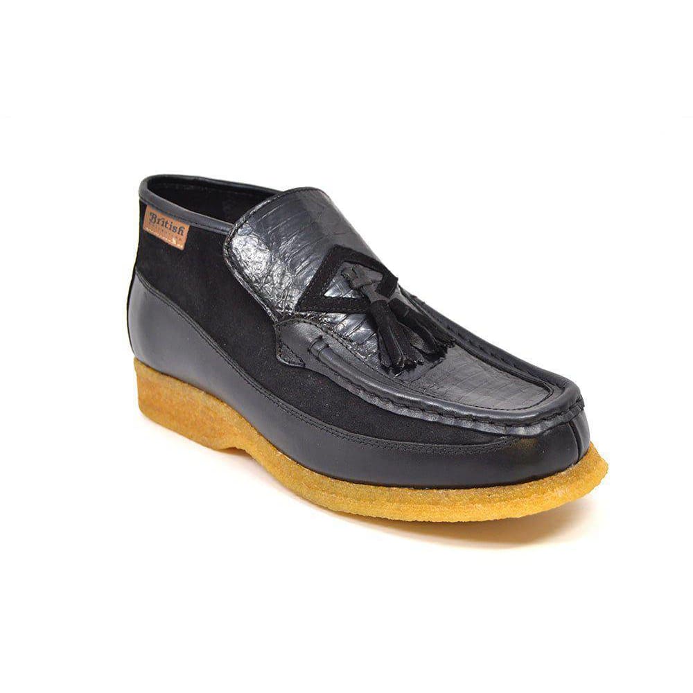 British Walkers Classic Men's Black Snake Leather Custom Slip On Shoes by British Walkers – Don't Panic Shoes