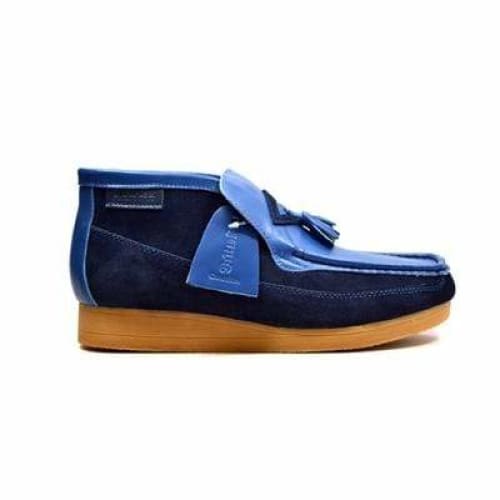 British Walkers Classic Men's Blue Leather And Suede Slip On Shoes by British Walkers – Don't Panic Shoes