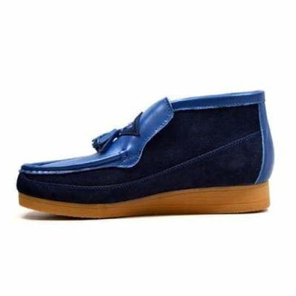 British Walkers Classic Men's Blue Leather And Suede Slip On Shoes by British Walkers – Don't Panic Shoes