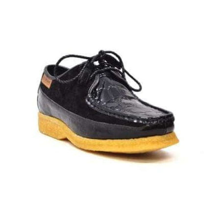 British Walkers Crown Croc Men's Black Crocodile Leather And Suede Crepe Sole Limited Edition Style Shoes by British Walkers – Don't Panic Shoes