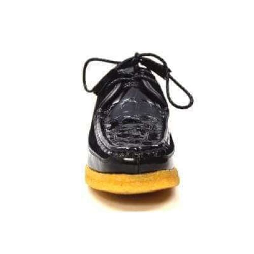 British Walkers Crown Croc Men's Black Crocodile Leather And Suede Crepe Sole Limited Edition Style Shoes by British Walkers – Don't Panic Shoes