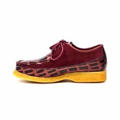 British Walkers Crown Croc Men's Burgundy Crocodile Leather And Suede Crepe Sole Limited Edition Style Shoes by British Walkers – Don't Panic Shoes