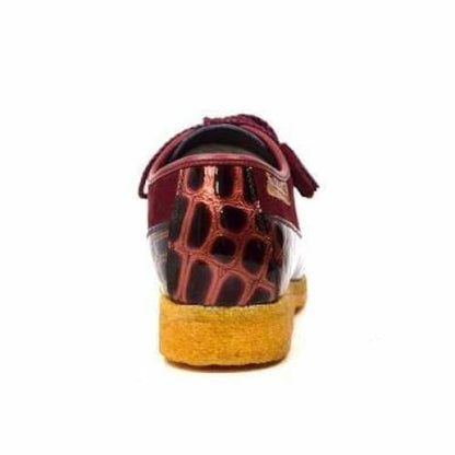 British Walkers Crown Croc Men's Burgundy Crocodile Leather And Suede Crepe Sole Limited Edition Style Shoes by British Walkers – Don't Panic Shoes
