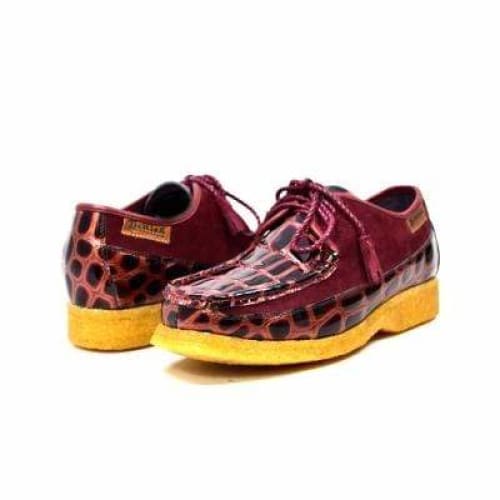 British Walkers Crown Croc Men's Burgundy Crocodile Leather And Suede Crepe Sole Limited Edition Style Shoes by British Walkers – Don't Panic Shoes