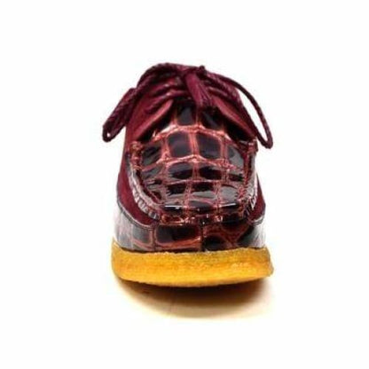 British Walkers Crown Croc Men's Burgundy Crocodile Leather And Suede Crepe Sole Limited Edition Style Shoes by British Walkers – Don't Panic Shoes