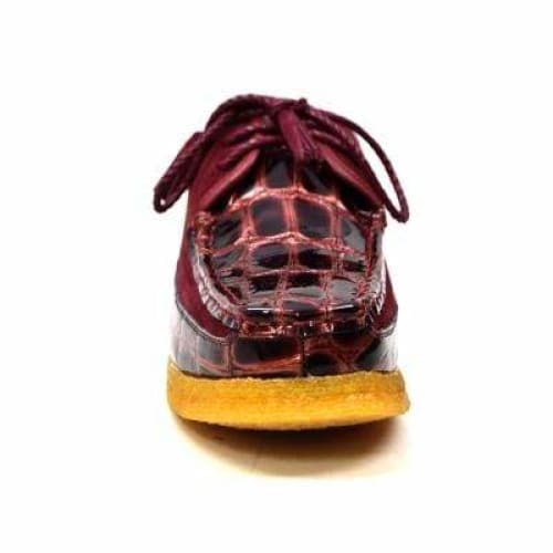 British Walkers Crown Croc Men's Burgundy Crocodile Leather And Suede Crepe Sole Limited Edition Style Shoes by British Walkers – Don't Panic Shoes